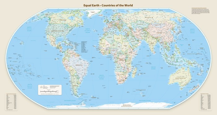 Peta Equal Earth Jadi Alternatif Mercator, Tampilkan Perbandingan Luas Negara Lebih Proporsional