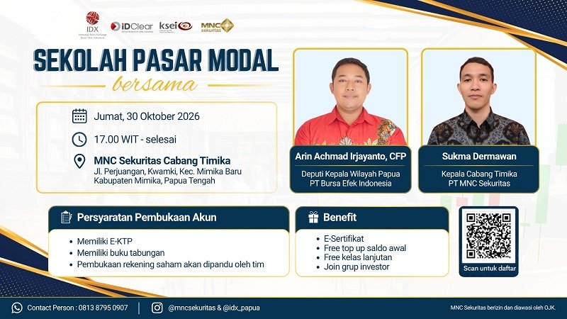 BEI dan MNC Sekuritas Ajak Warga Timika Belajar Investasi Lewat Sekolah Pasar Modal
